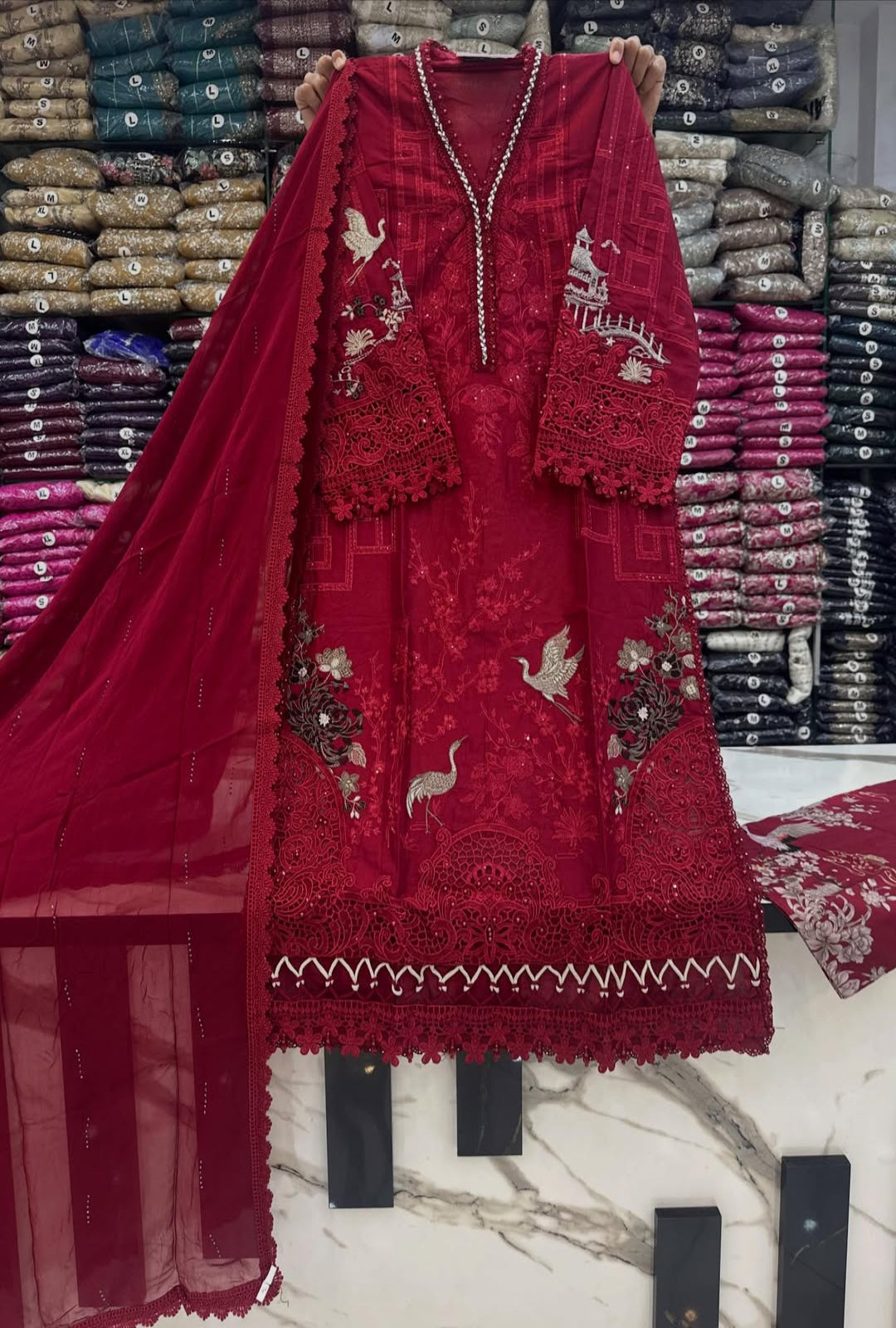 AFROOZ Premium Embroidered 3-Piece Suit