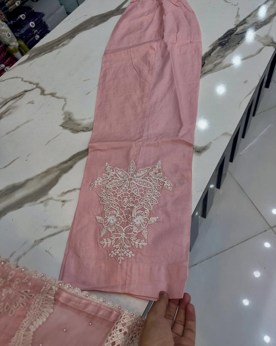 AFROOZ Elegant Blush Pink Embroidered 3-Piece Suit