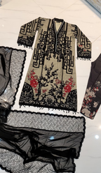 AFROOZE Luxury 3-Piece Embroidered Chiffon Suit
