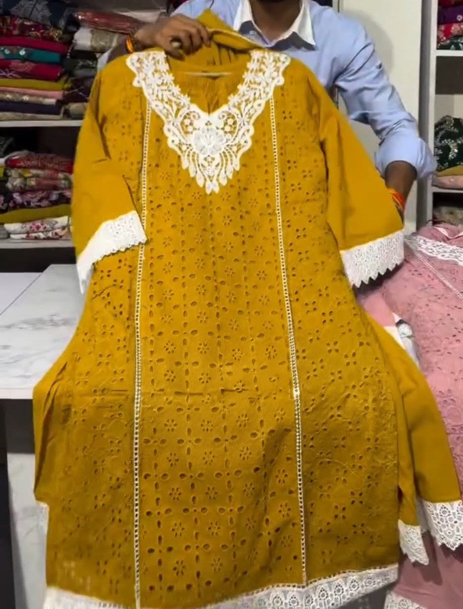 Embroidered 3PCS Cotton Suit