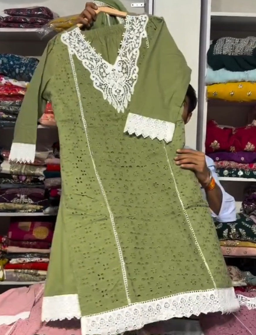 Embroidered 3PCS Cotton Suit