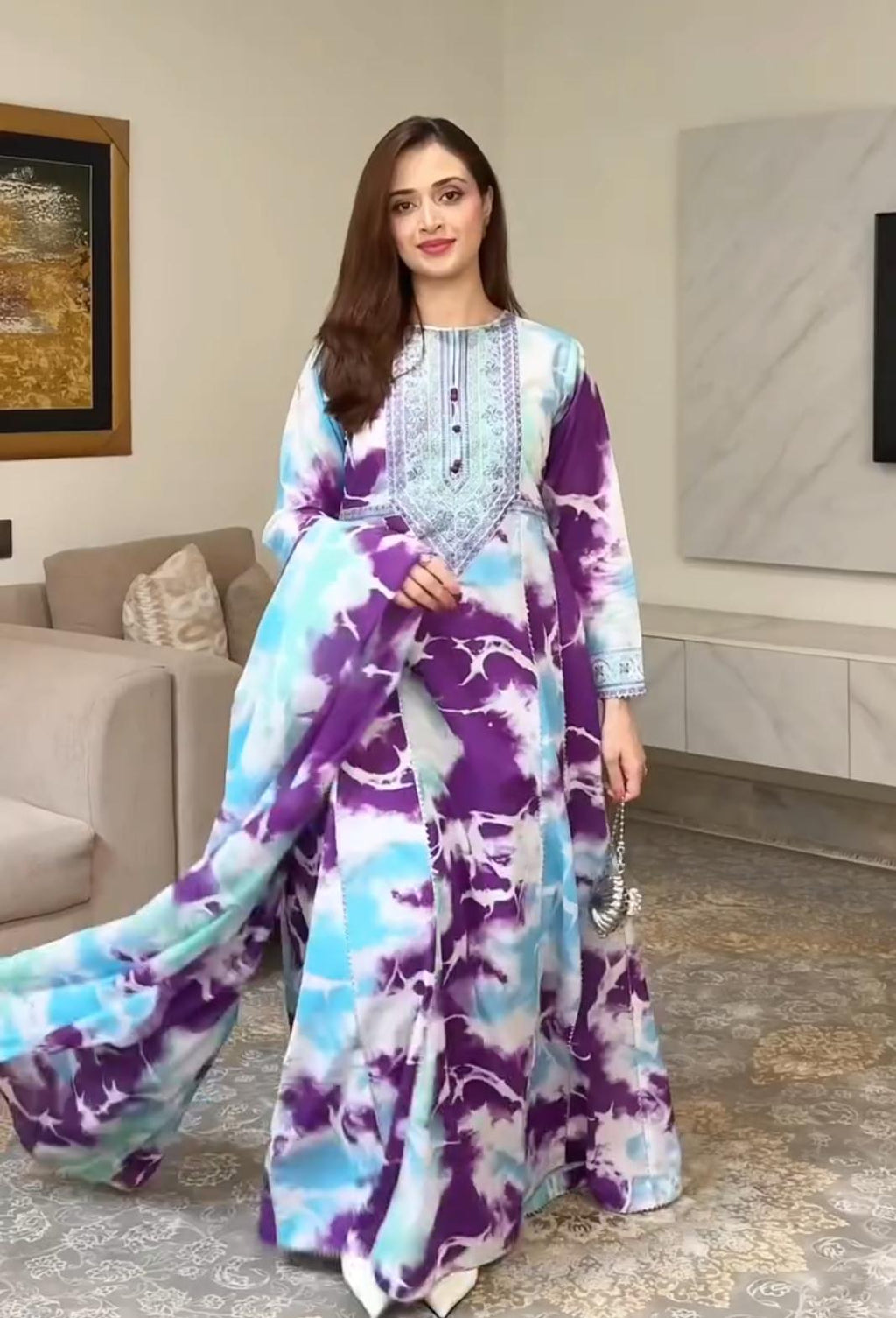 Premium Printed Frock – 3 Piece Collection ✨