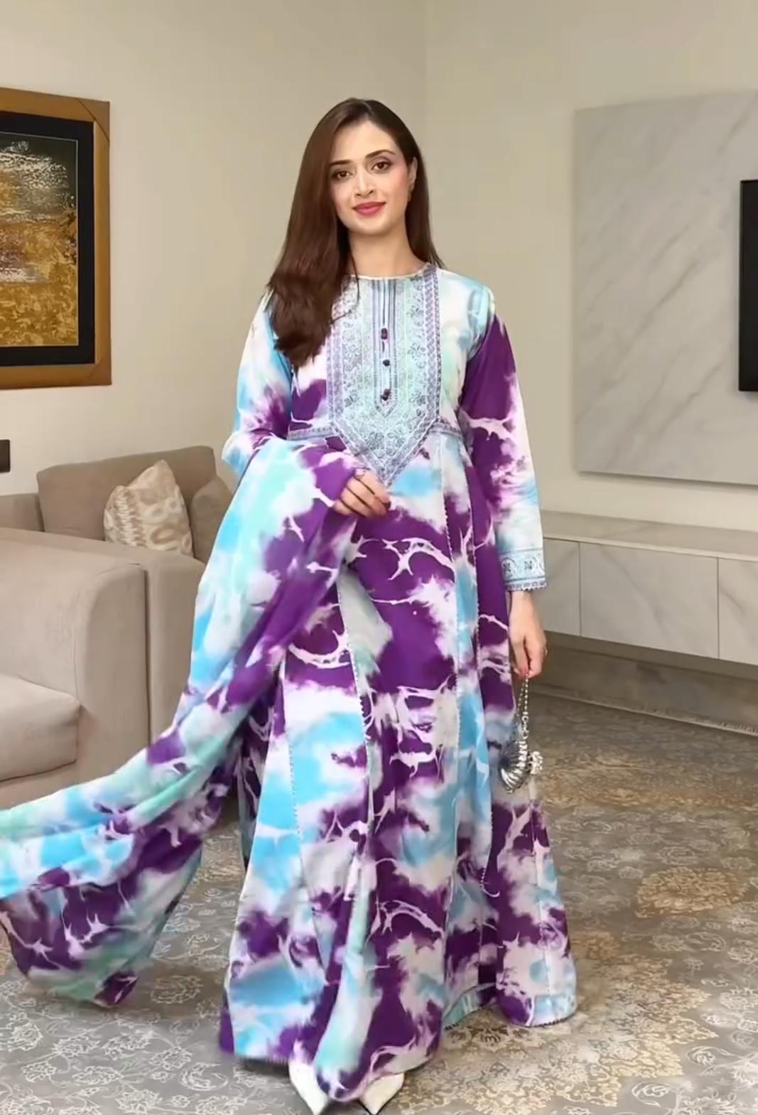 Premium Printed Frock – 3 Piece Collection ✨