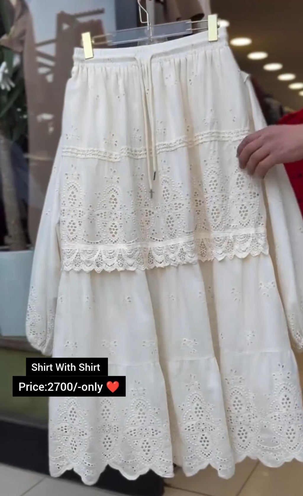 Beautiful Cotton Embroidery Shirt &amp; Skirt Set For Women