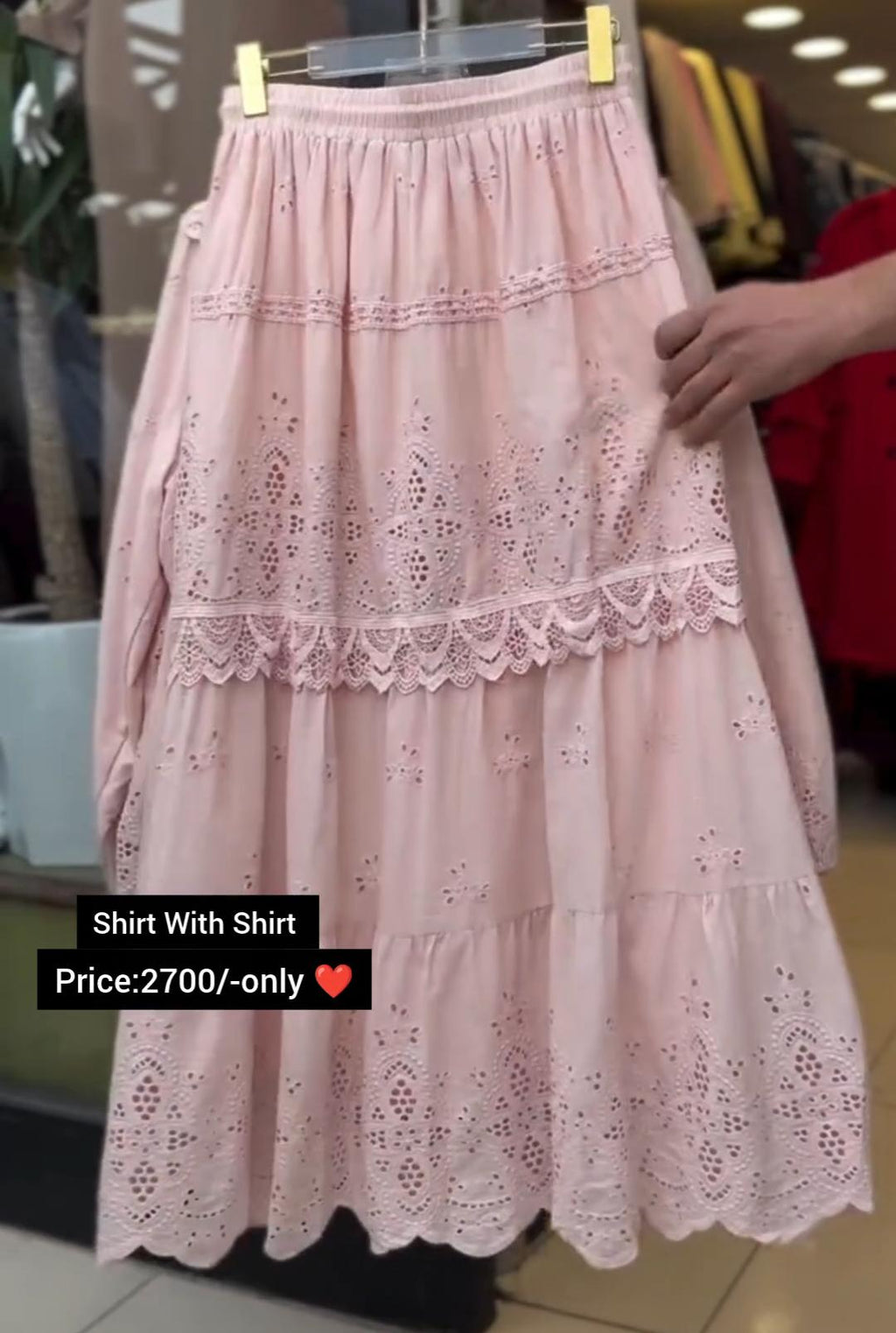 Beautiful Cotton Embroidery Shirt &amp; Skirt Set For Women