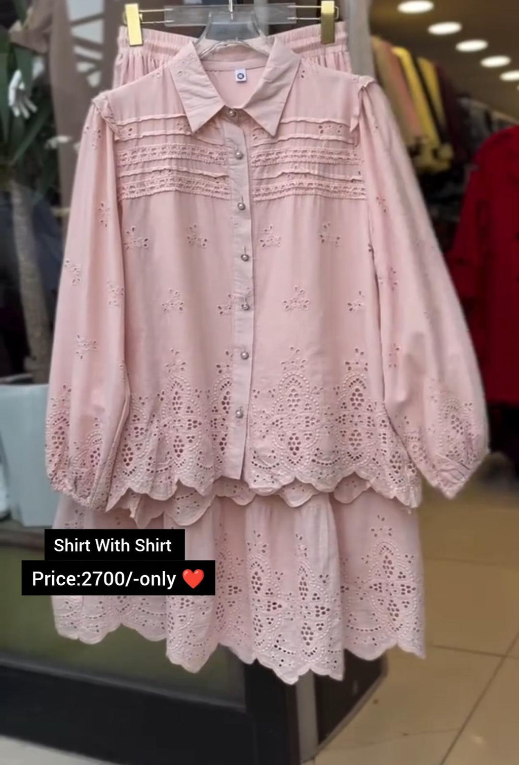 Beautiful Cotton Embroidery Shirt &amp; Skirt Set For Women