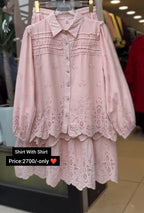 Beautiful Cotton Embroidery Shirt &amp; Skirt Set For Women