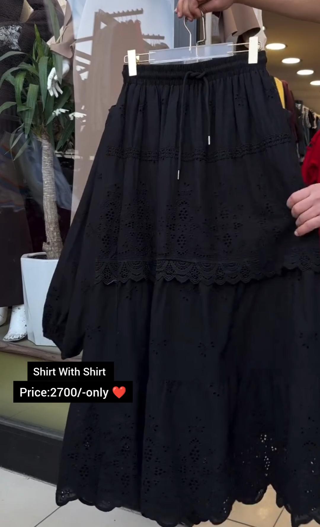 Beautiful Cotton Embroidery Shirt &amp; Skirt Set For Women