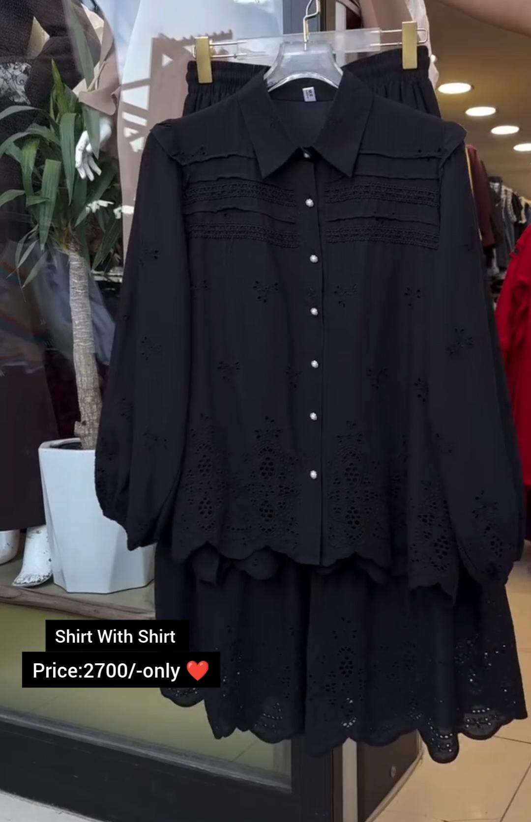 Beautiful Cotton Embroidery Shirt &amp; Skirt Set For Women