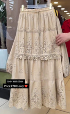 Beautiful Cotton Embroidery Shirt &amp; Skirt Set For Women