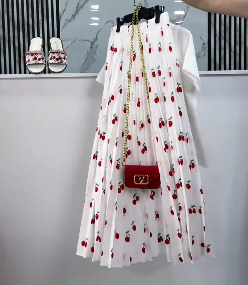 Cherry Print T-Shirt &amp; Skirt Set For Women BUY 1 GET 1 FREE