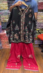 Embroidered 3-Piece Suit with Farshi Shalwar