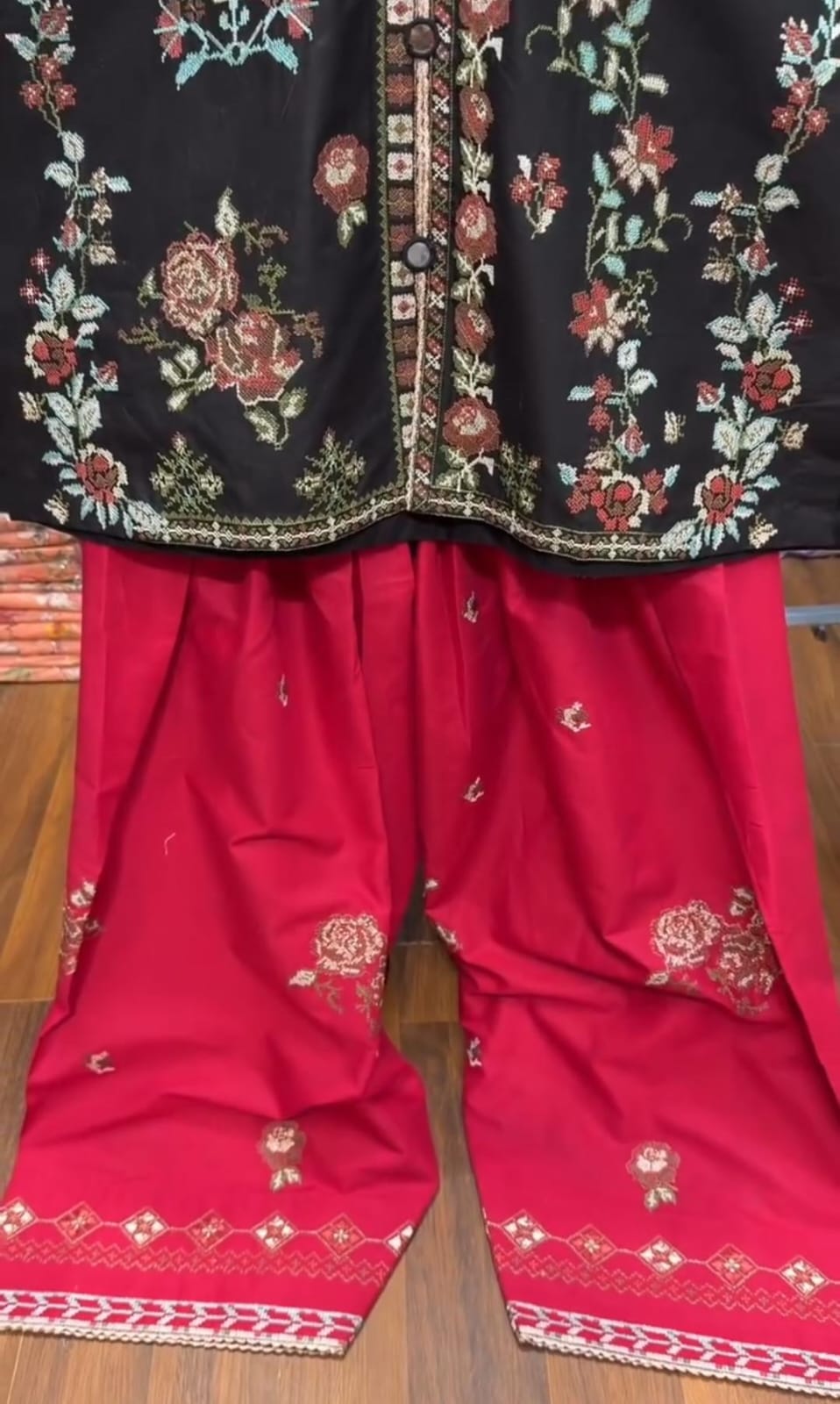 Embroidered 3-Piece Suit with Farshi Shalwar