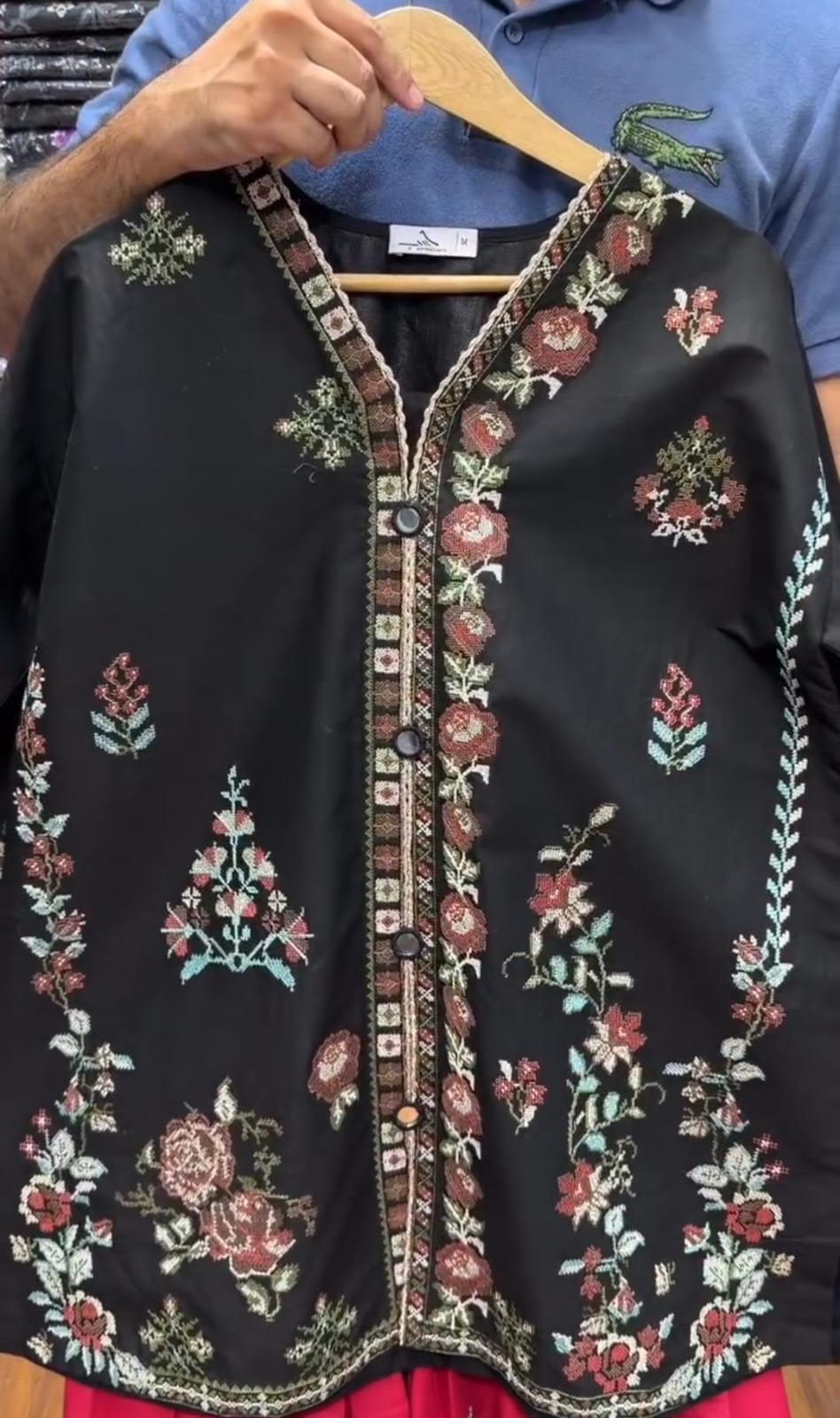 Embroidered 3-Piece Suit with Farshi Shalwar