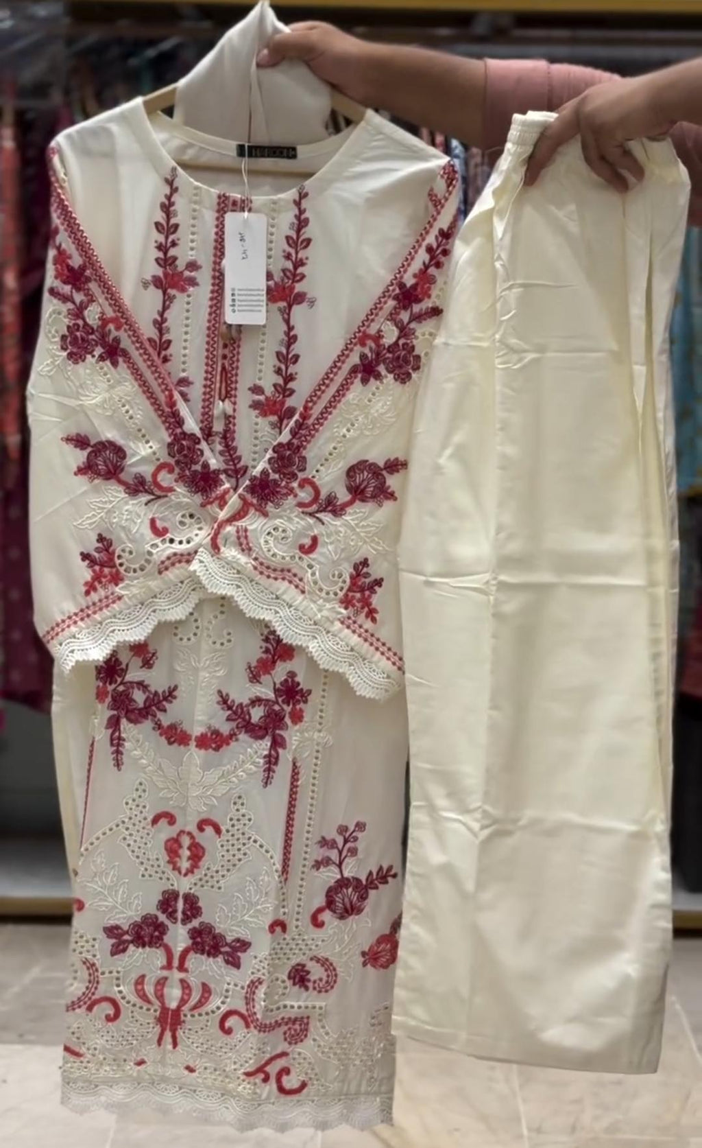 Premium Embroidered Cutwork 3 Piece Suit