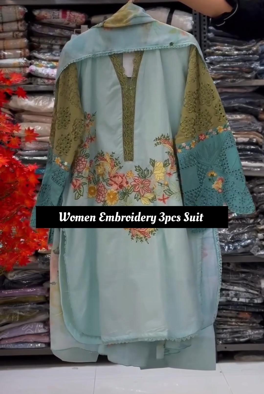 Women Embroidery 3 Piece Suit