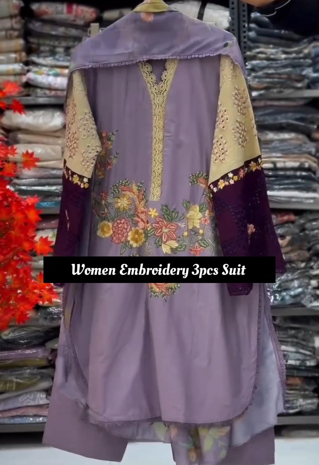 Women Embroidery 3 Piece Suit