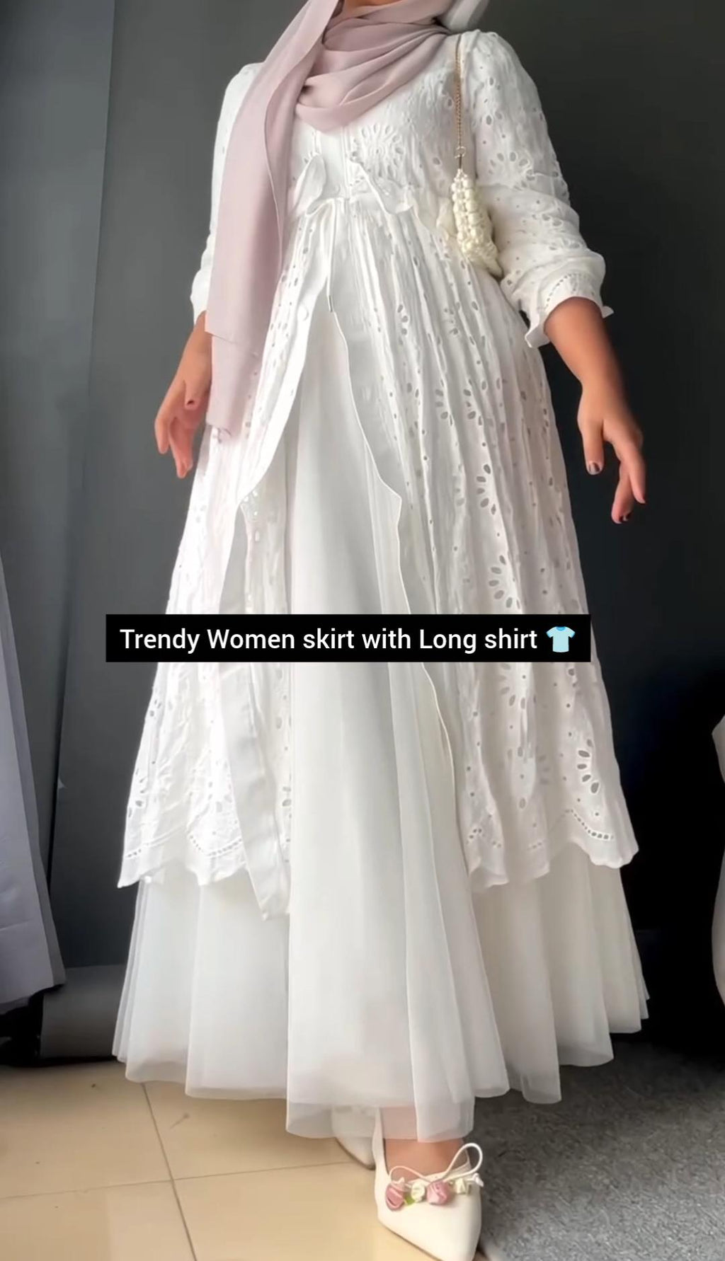 Trendy Summer Long Chikankari Shirt with Skirt
