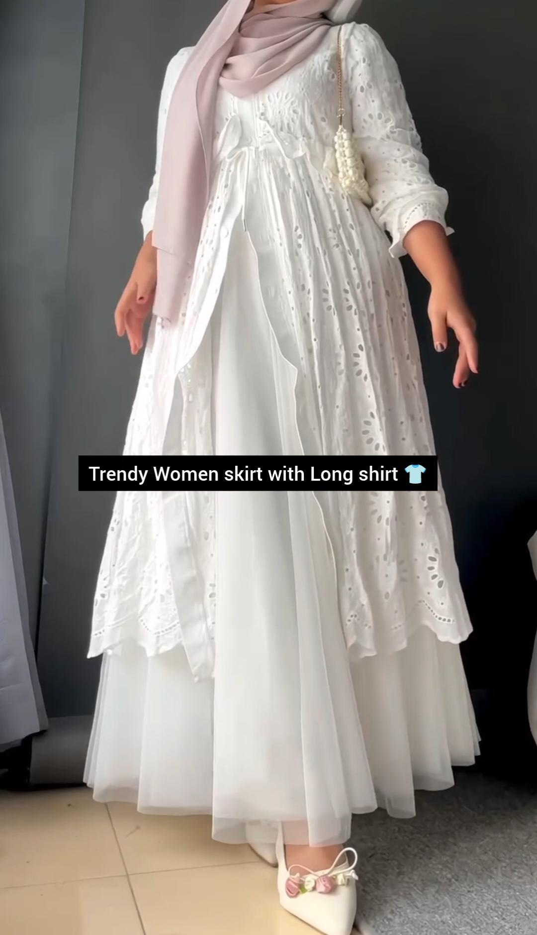 Trendy Summer Long Chikankari Shirt with Skirt