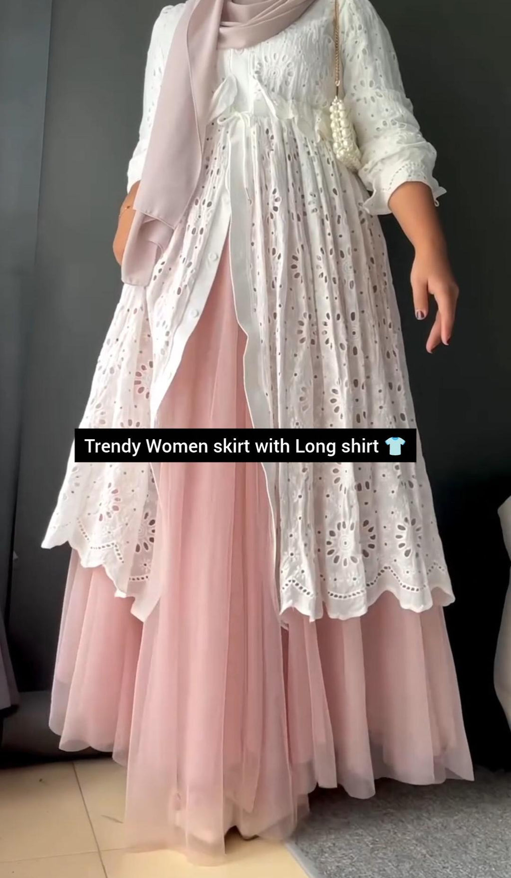 Trendy Summer Long Chikankari Shirt with Skirt
