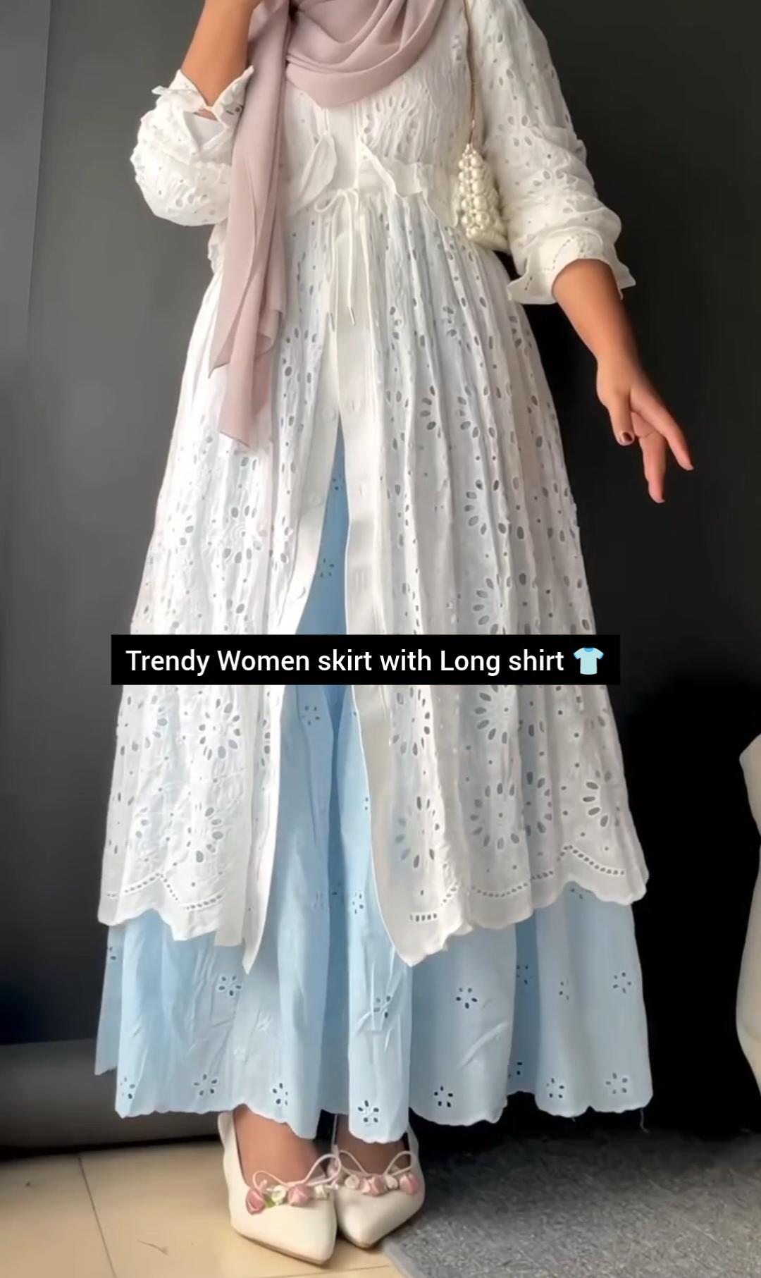Trendy Summer Long Chikankari Shirt with Skirt
