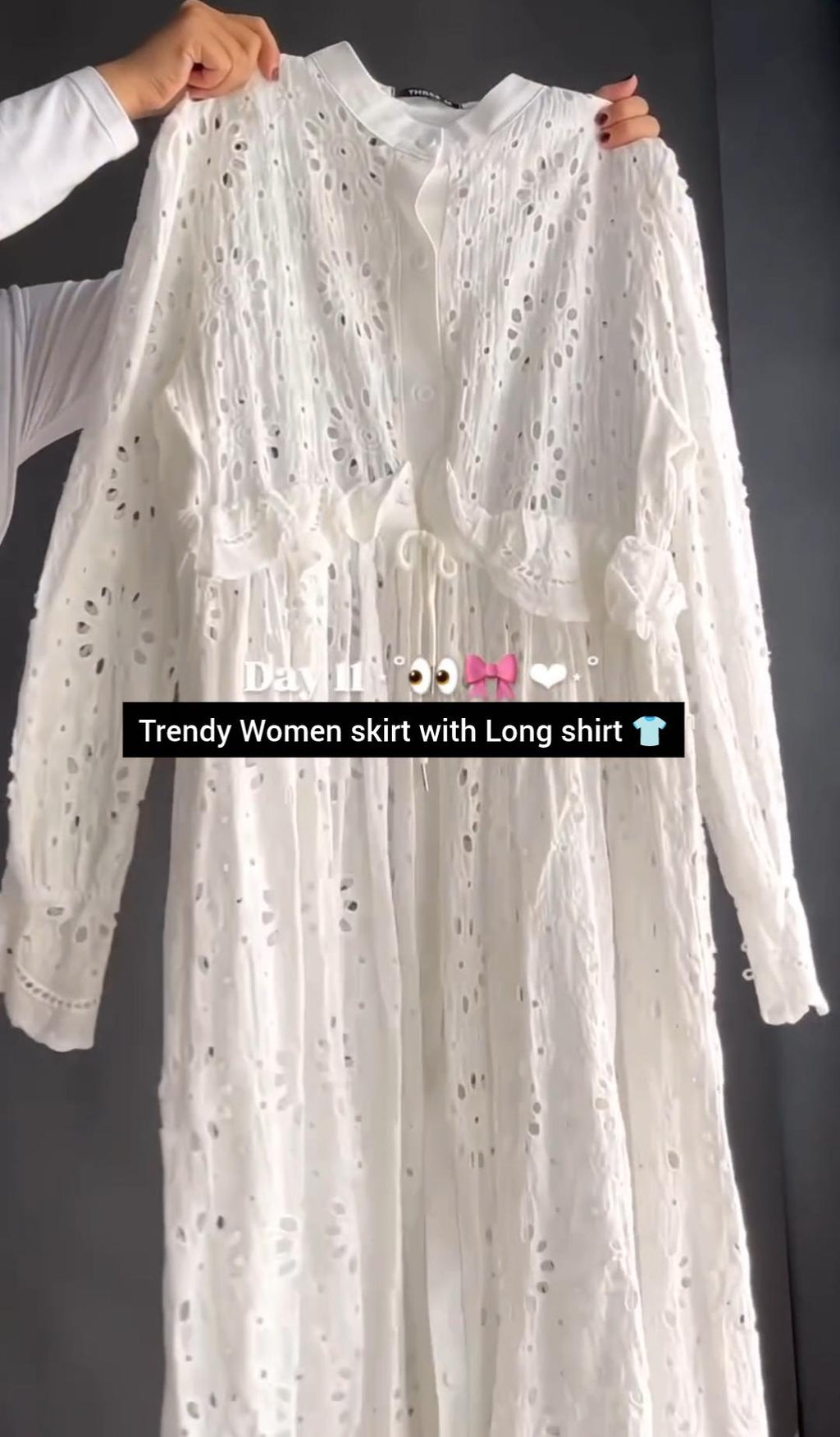 Trendy Summer Long Chikankari Shirt with Skirt