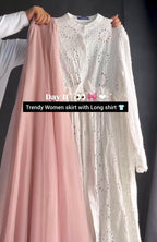 Trendy Summer Long Chikankari Shirt with Skirt