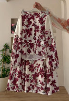 Elegant Floral Shirt  Skirt Set For Women