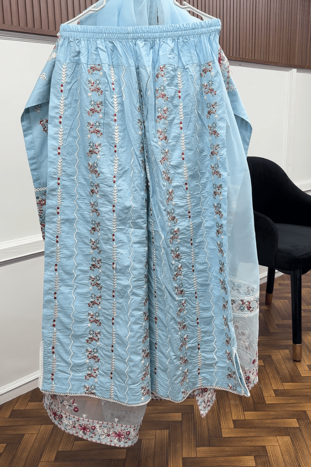AFROOZE Embroidered Lawn Luxury Dress – Powder Blue