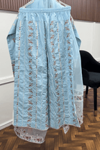 AFROOZE Embroidered Lawn Luxury Dress – Powder Blue