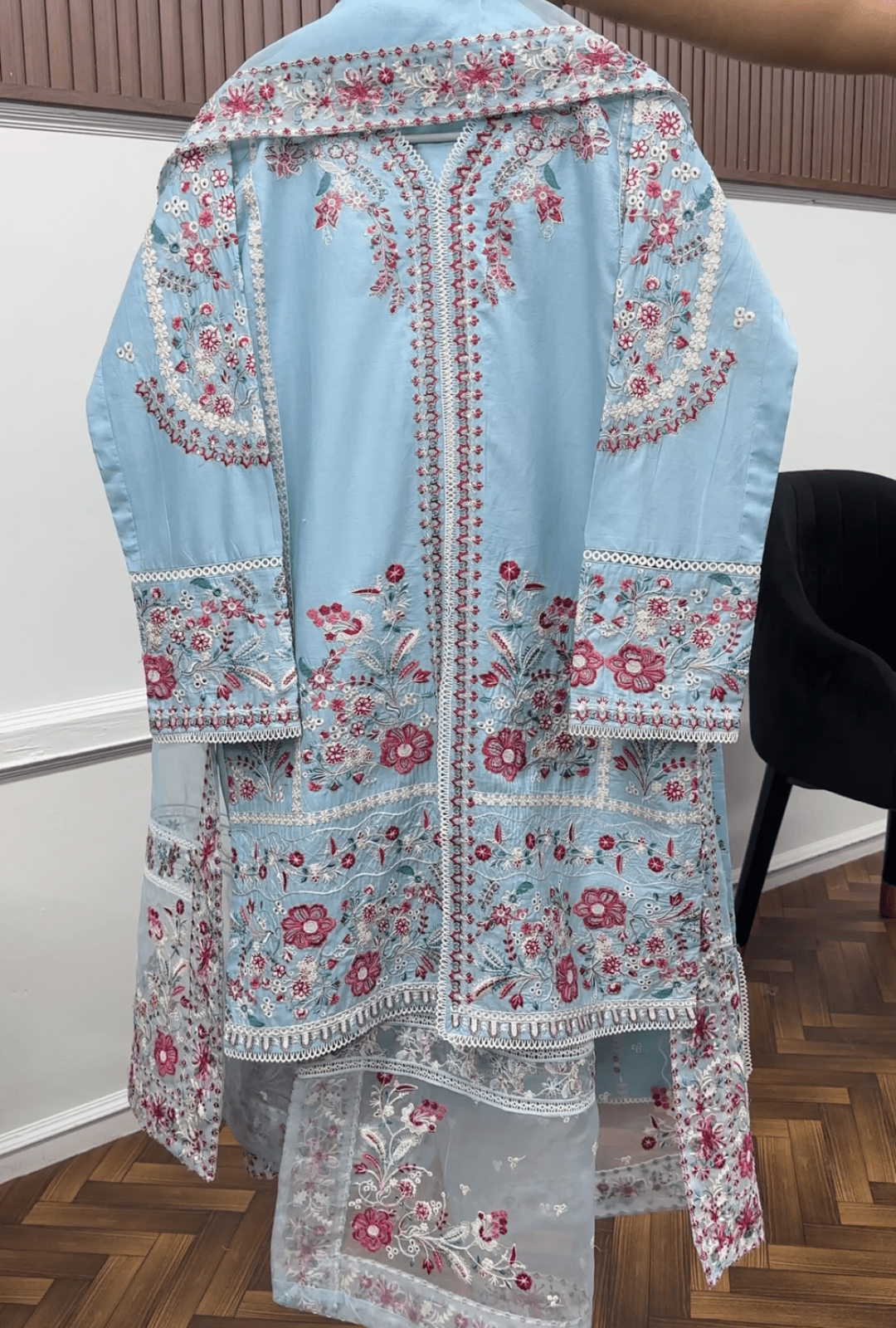 AFROOZE Embroidered Lawn Luxury Dress – Powder Blue