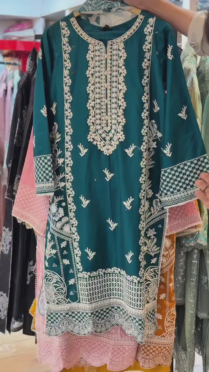 Cotton Lawn Embroidered 3 Piece Suit